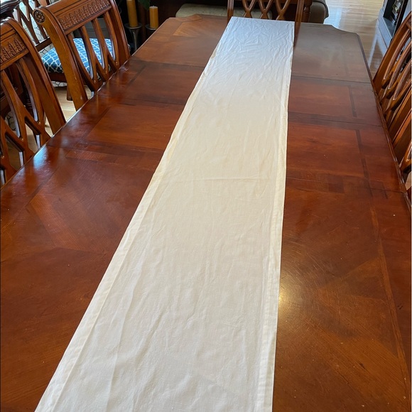 Solino Home Cotton Linen Table Runner – 14 x 108 Inch, White Table Runner - Picture 7 of 14